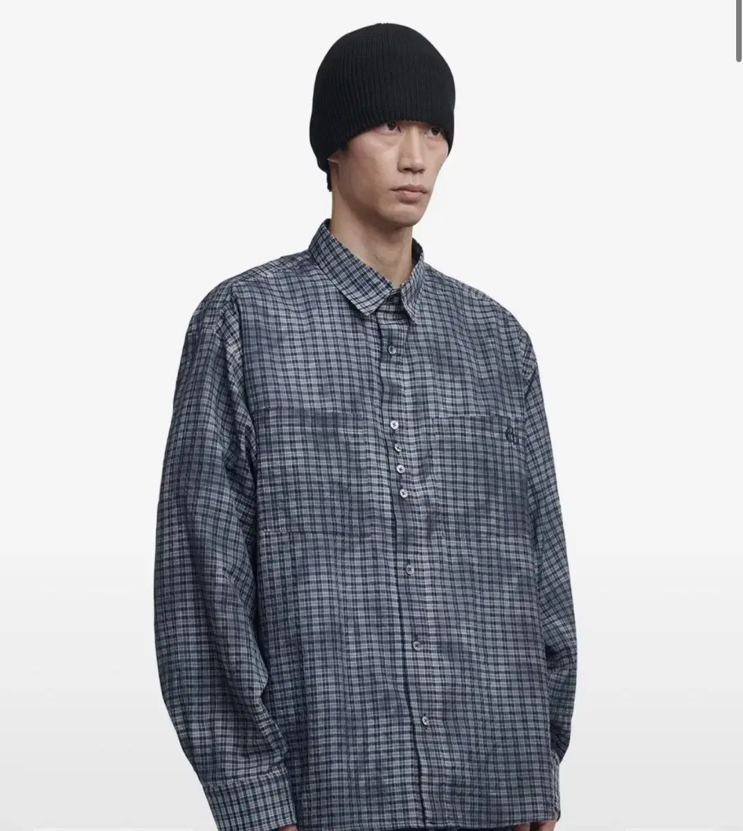 노매뉴얼 OVERDYED CHECK SHIRT - CHARCOAL